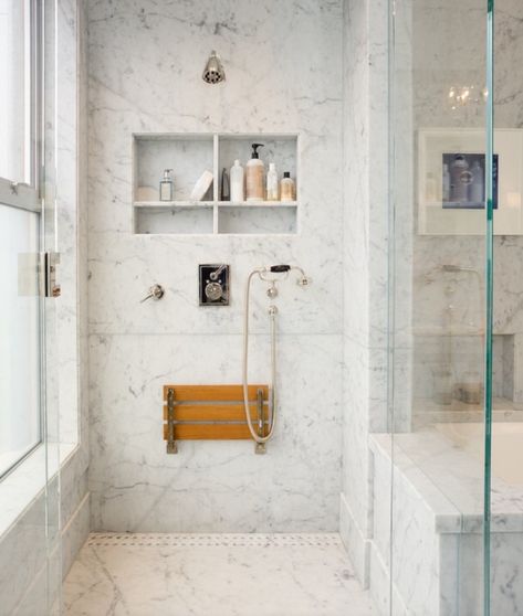 Shower Niche Ideas, Neo Angle Shower, Niche Ideas, Subway Tiles Bathroom, Best Farmhouse, Farmhouse Shower, Bathroom Inspiration Modern, Master Shower, Transitional Bathroom