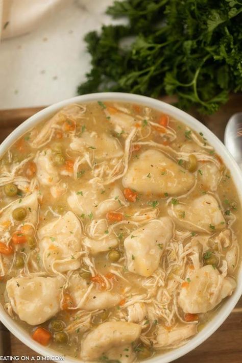 Instant pot chicken and dumplings (& VIDEO!) - ready in minutes! Instapot Chicken And Dumplings, Instant Pot Chicken And Dumplings, Fall Crockpot Recipes, Eating On A Dime, Crockpot Chicken And Dumplings, Instant Pot Pasta Recipe, Easy Crockpot Chicken, Instant Pot Recipes Chicken, Chicken Pot Pie Recipes