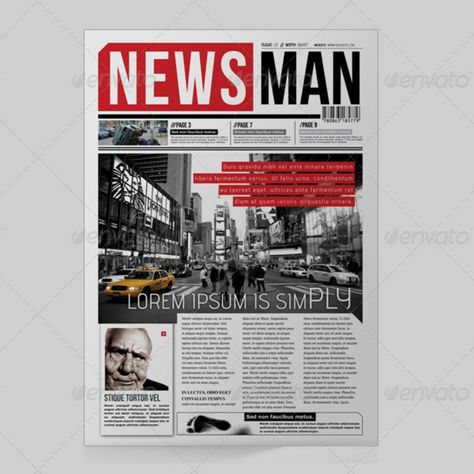 NewsMan 12 Pages Newsletter News Paper Design, Newspaper Template Design, Newspaper Design Layout, Papers Design, Newsletter Ideas, 잡지 레이아웃, Newspaper Layout, Newspaper Cover, Newspaper Template