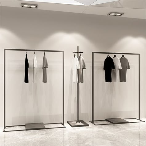 Boutique Store Design, Ruangan Studio, Cheap Clothing Stores, Clothing Rack Display, Clothing Store Displays, Metal Net, Metal Board, Clothing Display, Clothing Store Interior