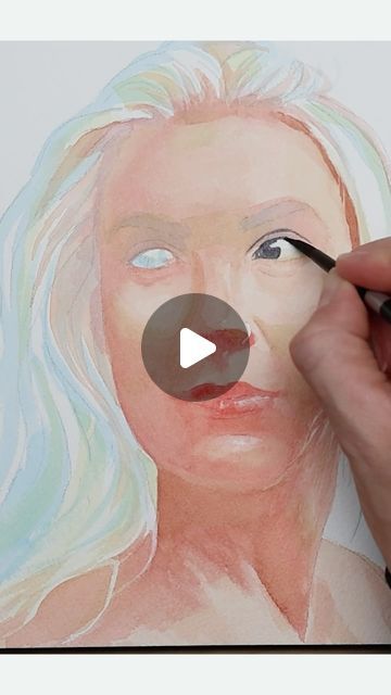 Emily Olson on Instagram: "Here’s a quick process video of my portrait of Julia!
#watercolor #watercolorportrait #portraitpainting #portraitinwatercolor #watercolorart #watercolorpainting #watercolorartist #paintanyway" Watercolor Portrait Painting Tutorials, Watercolor Art Person, Watercolor Portraits Easy, Watercolor Woman Face, Watercolor Portrait Tutorial, Portraits Watercolor, Portrait Painting Tutorial, Watercolour Portrait, Portrait Tutorial