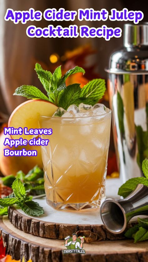 "Discover a refreshing twist on a classic favorite with our Apple Cider Mint Julep cocktail recipe! This delightful drink combines spiced apple cider, fresh mint, and a hint of basil for a unique flavor experience. Perfect for fall gatherings or summer parties, this cocktail is a must-try for iced tea cocktail lovers. Elevate your mixology skills with this Basil Smash-inspired Mint Julep cocktail that’s sure to impress. Enjoy the perfect blend of flavors in every sip!" Cider Alcohol Drinks, Mint Leaves Recipe, Mint Drinks, Apple Cider Cocktails, Cider Alcohol, Mint Julep Cocktail, Julep Recipe, Mint Julep Recipe, Cider Cocktail