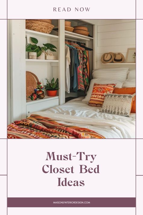 Explore space-saving closet bed ideas to transform your cozy bedroom. This pin showcases innovative designs that maximize space while keeping your room stylish and organized. Small Bedroom Converted To Closet, Closet Bed Ideas, Beds In Closet, Foldable Bed Space Saving, Bedroom Converted To Closet, Spare Bedroom Ideas Multi Purpose, Bed In A Closet, Converted Closet, Space Saving Beds