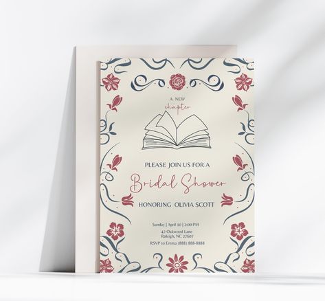 Book Bridal Shower Invite New Chapter Bridal Shower Book Core Bridal Shower Invitation Book Lover Evite Floral Bridal Shower Book Theme Book Bridal Shower Theme, Book Core, Book Theme, Bridal Shower Inspiration, Shower Inspiration, Carton Invitation, Floral Bridal Shower, Bridal Shower Theme, Bridal Shower Invitation