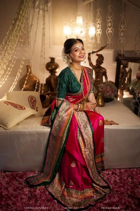 Reception Bengali Bridal Look, Bengali Boubhaat Look, Wedding Saree Bengali Bride, Registry Marriage Look Bengali, Reception Look For Bengali Bride, Bengali Bride Simple Look, Royal Bengali Bride Reception Look, Bengali Ashirbad Ceremony Look, Bengali Bride Reception Look Lehenga