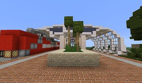 Minecraft Train Station, Modern Train Station, Minecraft Train, Estate Interior, Minecraft Modern, Minecraft Inspiration, Minecraft City, Minecraft Map, Minecraft Decorations