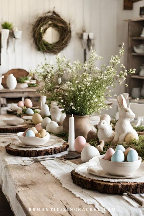 Farmhouse Easter Decor Ideas Farmhouse Easter Decor Ideas, Easter Diy Crafts, Mantle Decor Farmhouse, Easter Wreath Ideas, Easter Mantle Decor, Table Decor Farmhouse, Easter Centerpiece Ideas, Easter Mantle, Easter Decor Ideas