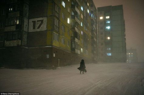 Norilsk, Russia , The most depressing city on earth ! - 9GAG Christophe Jacrot, Ushuaia, Arctic Circle, Winter Aesthetic, Eastern Europe, Night Time, National Geographic, Cyberpunk, At Night