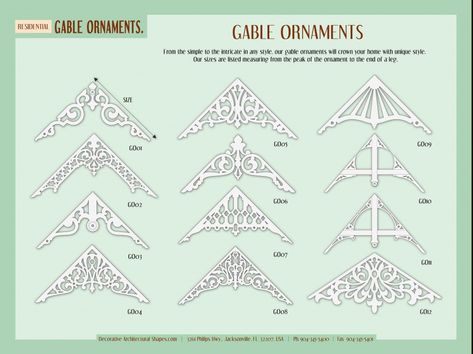 Pediment definition - Gable decorations - Gable brackets - Gable pediments Gable Roof Design, Roof Brackets, Architectural Shapes, Gingerbread Trim, Roof Sealant, Foam Factory, Gable Trim, Outdoor Glider, Adirondack Furniture