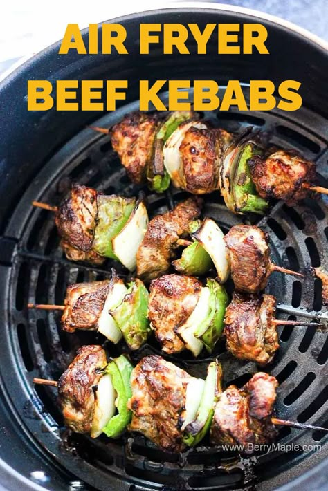 Ww Green Plan, Kebab Recipes Beef, Air Fryer Beef, Air Fryer Recipes Healthy Low Carb, Air Fryer Recipes Keto, Steak Kebabs, Beef Kebabs, Steak Kabobs, Beef Kabobs