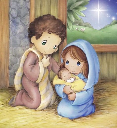 Precious Moments December Bujo, Ruth Morehead, Ennio Morricone, Maria Elena, Precious Moments Figurines, Mary And Jesus, Sunday School Crafts, Christmas Story, Christmas Drawing