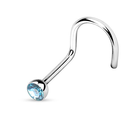 Aqua Gem Nose Screw Stud Curved Nose, Bent Nose, Nose Screw, Nose Piercing Jewelry, Purple Gems, End To End, Body Jewelry Piercing, Pierced Jewelry, Green Gems