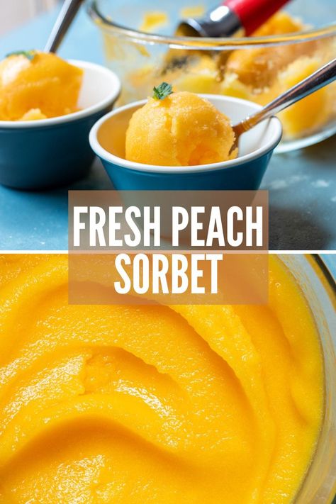 Peach Sorbet Recipe, Peach Cookies, Sorbet Recipe, Peach Dessert, Peach Ice Cream, Peach Sorbet, Fall Parties, Peach Puree, Peach Salad