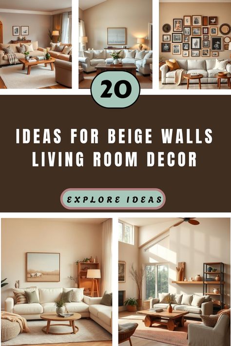 Beige-themed living room decor ideas with cozy seating and warm lighting. Tan Walls Living Room Decor Modern, Living Room Decor Tan Walls, Beige Neutral Living Room, Beige Walls Living Room Decor, Neutral Color Living Room, Beige Walls Living Room, Tan Walls Living Room, Living Room Ideas Neutral, Decorating Living Room Walls