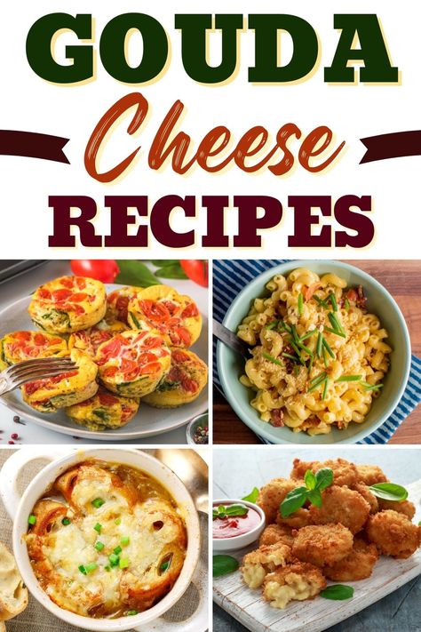 These Gouda cheese recipes are full of ooey goodness! From soups to sandwiches to pasta dishes, gouda is a wonderful cheese addition to any meal. Gouda Cheese Recipes, Gouda Recipe, Cheese Recipes Homemade, Cheese Recipes Appetizers, Crostini Recipes, Cheese Snacks, Gouda Cheese, Cheese Dishes, Cheesy Recipes