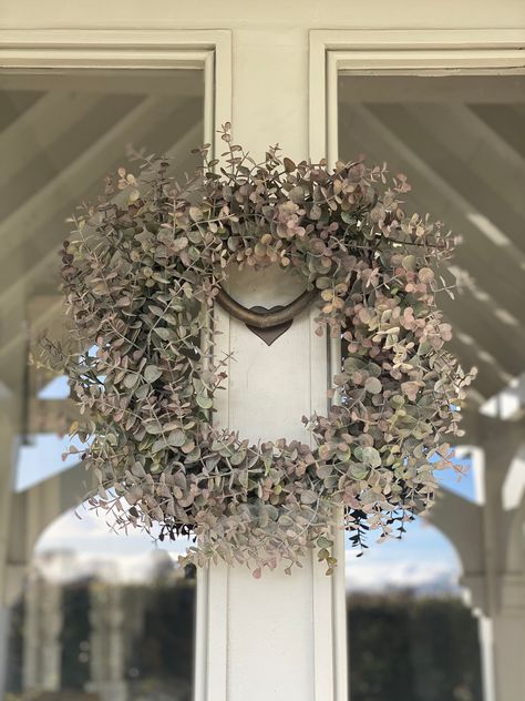 Spring Front Door, Floral Door Wreaths, Faux Christmas, Faux Eucalyptus, Indoor Wreath, Spring Front Door Wreaths, Eucalyptus Branches, Eucalyptus Garland, Outdoor Wreaths