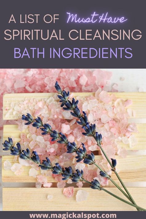 Herbal Bath Recipes, Bath Tea Recipe, Cleansing Spells, Bath Ingredients, Spiritual Cleansing Bath, Cleansing Bath, Bath Soak Recipe, Bath Salts Recipe, Bath Salts Diy