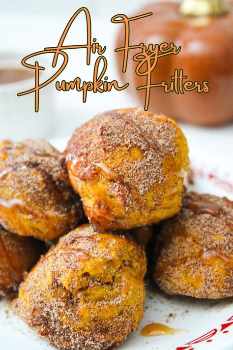 air fryer pumpkin fritters Air Fryer Pumpkin Desserts, Air Fryer Thanksgiving Desserts, Air Fryer Pumpkin Muffins, Pumpkin Recipes Air Fryer, Air Fryer Fritters, Air Fryer Pumpkin Recipes, Fall Air Fryer Recipes, Quick Pumpkin Desserts, Air Fryer Dessert Recipes