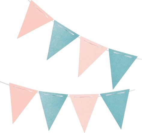 Amazon.com: Gender Reveal Pennant Banner,Light Blue and Pink Vintage Double Sided Triangle Flag，for Party Decoration,Pack of 30pcs Triangle Flag(One 20 Feet or Two 10 Feet) : Home & Kitchen Triangle Flag, Pennant Banner, Blue Flag, Pennant Banners, Flag Decor, Pink Vintage, Blue And Pink, Gender Reveal, Party Decoration