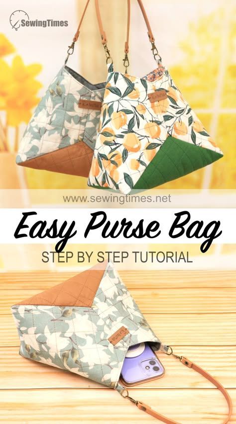 Diy Fabric Purses, Quilted Purse Patterns, Handmade Fabric Purses, Making Purses, Make A Purse, Purse Patterns Free, Diy Pouch, Denim Bag Patterns, Handbag Sewing Patterns