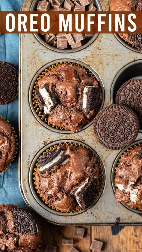 Oreo Muffins, Double Chocolate Chip Muffins, Dark Chocolate Chip Cookies, Chocolate Muffin, Double Chocolate Chip Cookies, No Judgement, Oreo Recipes, Homemade Muffins, Oreo Dessert