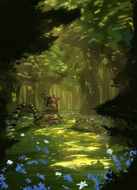 Korok Wallpaper Iphone, Korok Zelda Wallpaper, Breath Of The Wild Painting, Zelda Wallpaper, Lost Woods, Fairy Oak, Blue Hair Anime Boy, Theme Phone, Room Prints