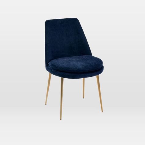 Finley Low-Back Velvet Dining Chair, Distressed Velvet, Ink Blue, Light Bronze Velvet Desk Chair, Retro Office Chair, Low Back Dining Chairs, Round Seat Cushions, Blue Velvet Dining Chairs, Oversized Furniture, Velvet Dining Chair, Oversized Chair, Beach Chair Umbrella