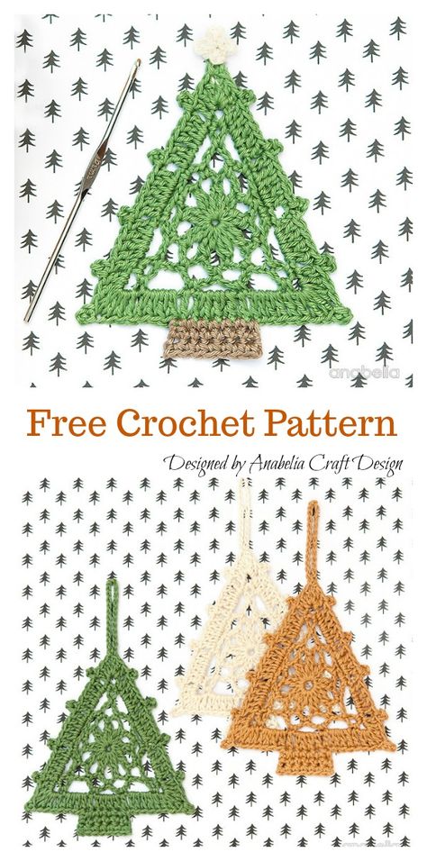 25+ Classic Crochet Ideas With Easy Free Patterns - Diy Life Crocheted Christmas Tree, Crochet Christmas Trees Pattern, Crochet Christmas Ornaments Free, Crochet Christmas Tree, Crochet Ornament Patterns, Crocheted Christmas, Crochet Phone Cases, Crochet Tree, Crochet Snowflake Pattern