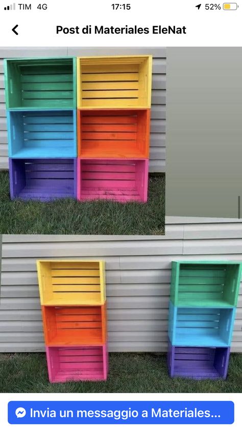 Classroom Diy Furniture, Diy Classroom Bookshelf, Diy Crate Storage, Classroom Storage Ideas, Sensory Kids Room, Rainbow Shelves, Colorful Classroom Decor, Classroom Shelves, Diy Classroom Furniture