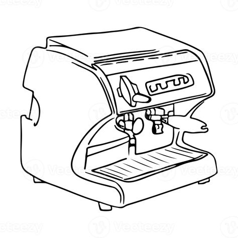 Coffee maker machine line art Coffee Machine Tattoo, Coffee Machine Illustration, Blank Street, Machine Illustration, Coffee Maker Machine, Street Coffee, Machine Tattoo, Tree Saw, Heart Tree