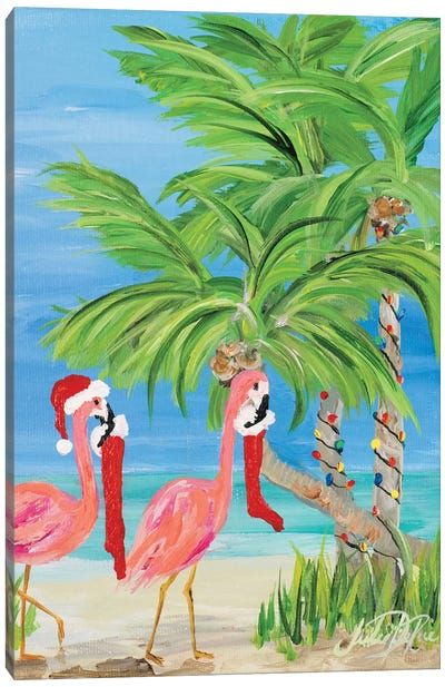 Coastal Christmas Canvas Wall Art | iCanvas Mini Canvas Christmas, Canvas Christmas Painting, Artist's Loft, Florida Christmas, Nautical Christmas, Hawaiian Christmas, Beachy Christmas, Flamingo Love, Black Framed Art