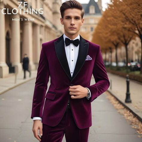 Velvet Tuxedo For Men, Red Velvet Tuxedo, Formal Wedding Suit, Groom Suits, Velvet Tuxedo, Prom Suit, Body Measurement, Burgundy Velvet, Wedding Suit