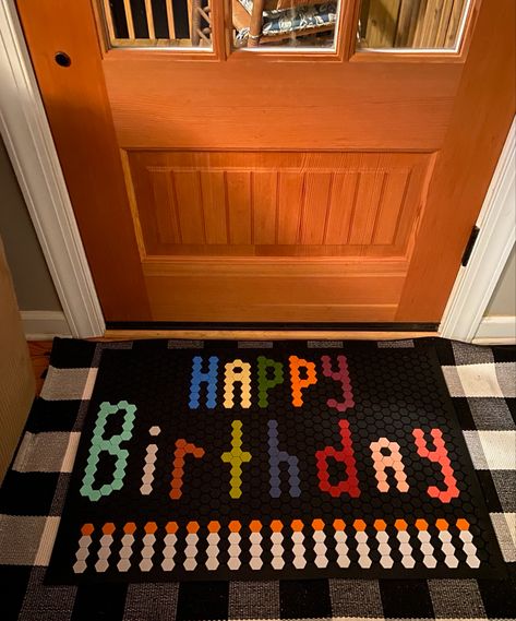 Birthday Letterfolk Mat, Letterfolk Tile Mat Birthday, Letterfolk Tile Mat Ideas Birthday, Tile Mat Ideas, Letterfolk Mat, Mat Inspiration, Letter Folk, Retirement House Plans, Rainbow Tile