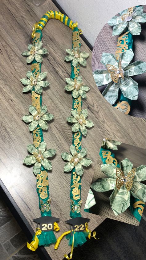 Flower Money Lei, Grad Leis, Flower Money, Money Leis, Money Art, Money Lei, Graduation Parties, Graduation Ideas, My Daughters