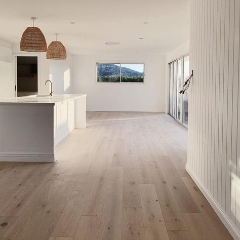 Floating Floorboards, Living Room Upstairs, White Kitchen Inspiration, Natural Oak Flooring, Oak Timber Flooring, Timber Planks, Oak Floorboards, Oak Laminate Flooring, House Vibes