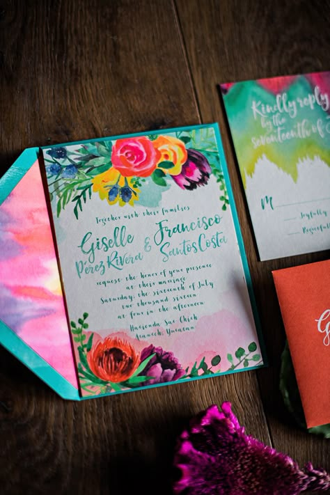 Floral Wedding Stationery, Colorful Wedding Invitations, Wedding Invitation Background, Boda Mexicana, Invitation Background, Rainbow Wedding, Mexican Wedding, Colorful Wedding, Printable Wedding Invitations