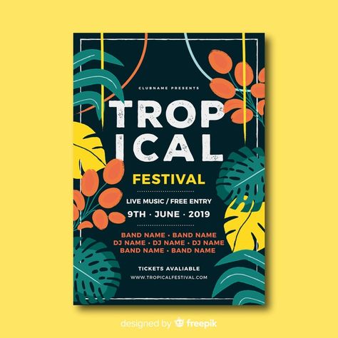 Festival Brochure, Tropical Festival, Vibes Poster, Corporate Banner, Tropical Poster, Poster Artist, Flyer Free, Festival Music, Music Flyer