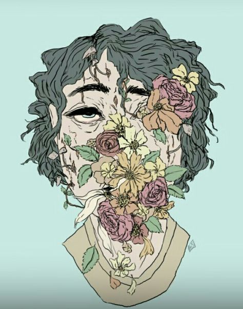 Flower Covering Eyes Art, Plant Gore, Flower Gore, Hanahaki Disease Art, Aesthetic Gore, Imaginative Art, Kintsugi Art, Dope Art, Art Practice