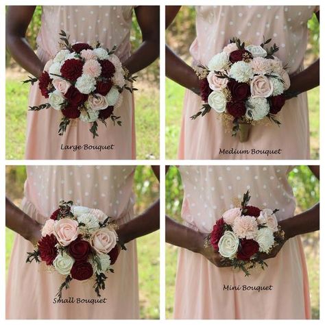 Bouquet Sizing Chart – Sola Flower Store Bouquet Sizes Chart, Bridesmaids Bouqet, Bouquet Sizes, Wedding Flower Types, Wine Colored Wedding, Flower Wedding Bouquet, Flower Girl Wand, Burgundy Bouquet, Flower Store