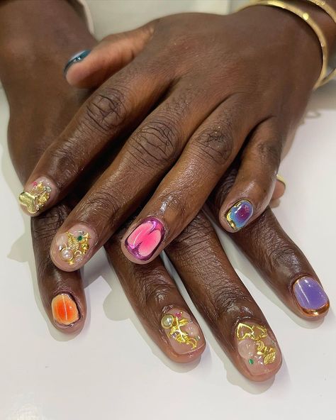 Gel Overlay Nails, Funky Nail Designs, Natural Nails Manicure, Overlay Nails, Minimal Nails Art, Natural Nail Designs, Nail Collection, Gel Overlay, Short Gel Nails