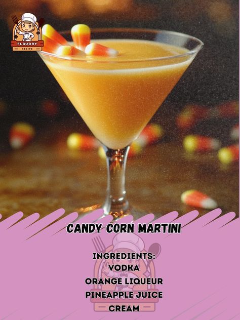 🍬🍸 Treat yourself to a delightful Candy Corn Martini! This colorful cocktail captures the spirit of Halloween in every sip! #CandyCornMartini Candy Corn Martini Ingredients: Vodka (1 oz) Orange liqueur (½ oz) Pineapple juice (1 oz) Cream (½ oz) Candy corn (for garnish) Instructions: In a shaker, combine vodka, orange liqueur, pineapple juice, and cream with ice. Shake well and strain into a chilled martini glass. Garnish with candy corn. 🍬🍸 Sip on this Candy Corn Martini and let the sweet... Vodka Orange, Martini Ingredients, Glass Garnish, Orange Liqueur, Colorful Cocktails, Vanilla Vodka, Halloween Cocktails, Daily Recipes, Pineapple Juice