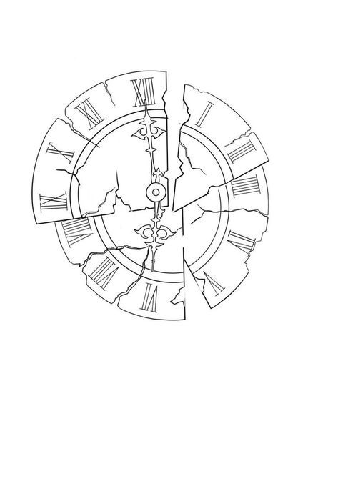 Pocket Watch Outline, Old Watch Tattoo, Clock Tattoo Stencil, Old Clock Tattoo, Clock Face Tattoo, Time Piece Tattoo, Simple Leg Tattoos, Broken Clock, Geometric Wolf Tattoo