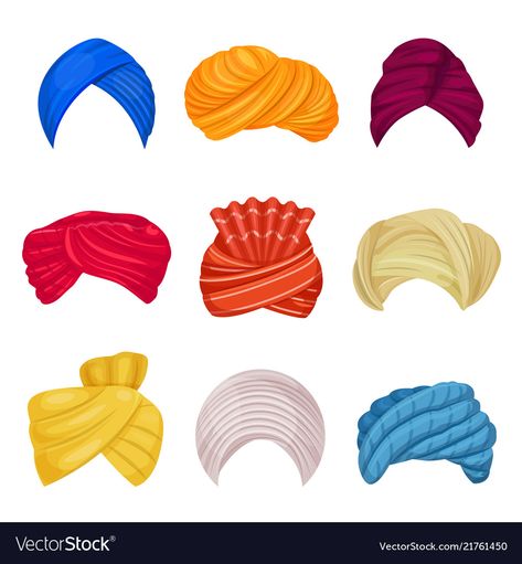 Different Types Of Hats Drawing, Turban Drawing, Headgear Illustration, Turban Illustration, Arabic Turban, Indian Head Jewelry, Headgear Fashion, Wedding Turban, Indian Hat