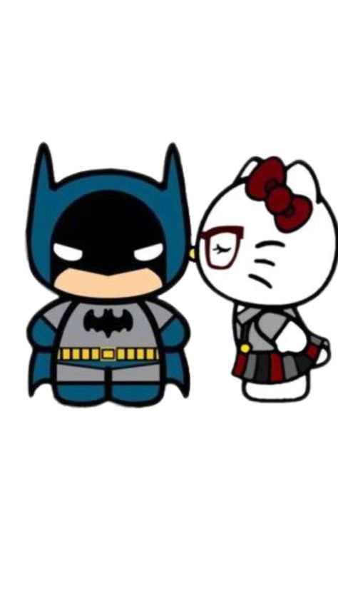 Batman And Hello Kitty, Paper Hearts Origami, Couples Canvas Painting, Batman Diy, Creative Tote Bag, Cute Batman, Batman Gifts, Easy Disney Drawings, Hello Kitty House