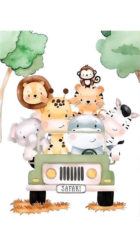 Safari Baby Shower Boy, Safari Animals Birthday, Safari Baby Animals, Baby Animal Drawings, Safari Theme Birthday, Idee Cricut, Baby Poster, Safari Birthday Party, Jungle Birthday