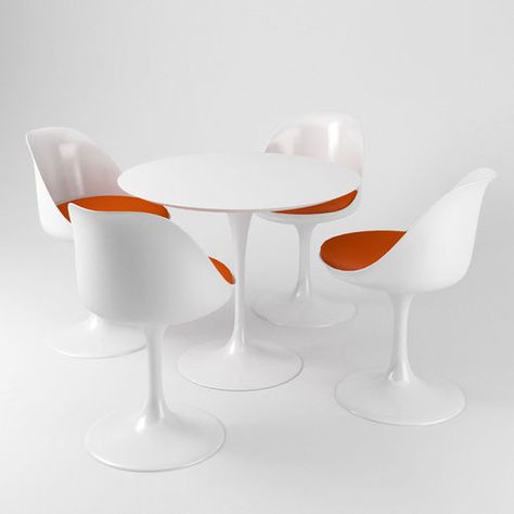 Eero Saarinen - Tulip table and chairs Tulip Table And Chairs, Eero Saarinen Tulip Table, Saarinen Tulip Table, Tulip Chair, Tulip Table, Eero Saarinen, Table Chairs, Apartment Inspiration, Design History