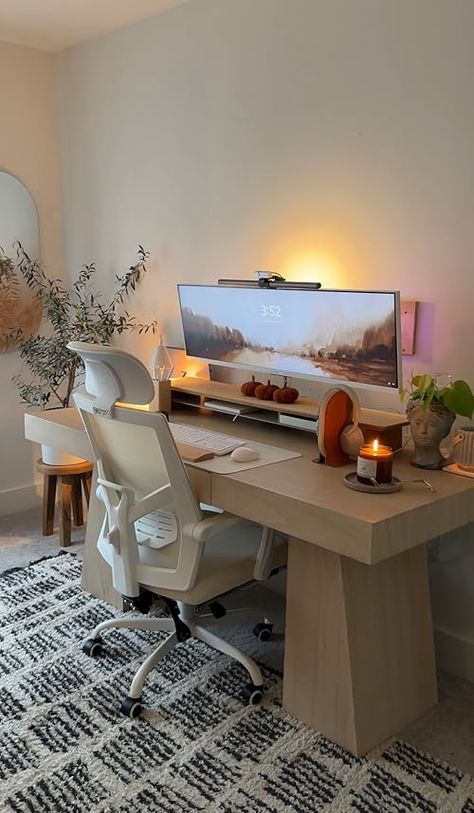 Anna's Amazon Page - Desk Setup Wfh Desk Setup, Amazon Desk, Office Desk Setup, Wfh Desk, Pretty Office, Cozy Desk, Old Office, Chair With Footrest, Good Posture