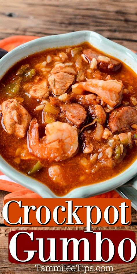 Crockpot Gumbo Recipe, Crock Pot Gumbo, Seafood Gumbo Recipe Easy, Crockpot Gumbo, Gumbo Slow Cooker, Gumbo Recipe Crockpot, Gumbo Crockpot, Easy Gumbo, Gumbo Recipe Easy