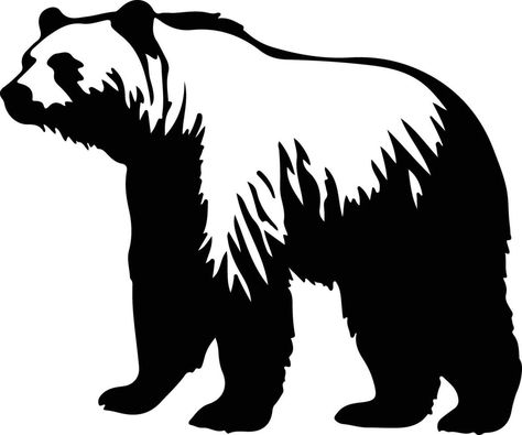 Bear Drawing Sketches, Grizzly Bear Drawing, Beruang Grizzly, Bear Drawing, Beadwork Designs, Black Silhouette, Grizzly Bear, Drawing Sketches, Vector Art