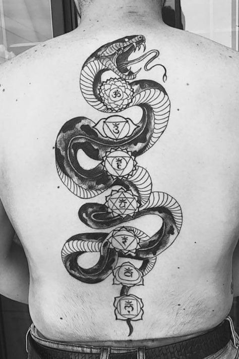 Snake With Chakras Tattoo, Hindu Snake Tattoo, Snake And Chakra Tattoo, Snake Chakra Tattoo, Kundalini Tattoo Snakes, Kundalini Snake Tattoo, Gemini Snake Tattoo, Kundalini Tattoo, Esoteric Tattoo